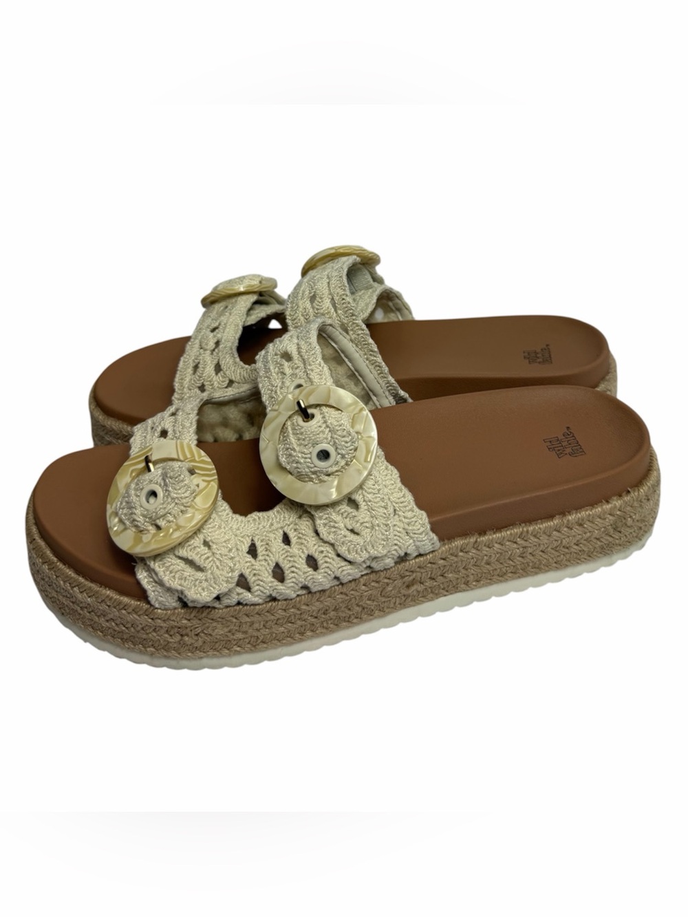 Wild Fable Beige Brown Crochet Platform Slide Sandals Women's 11